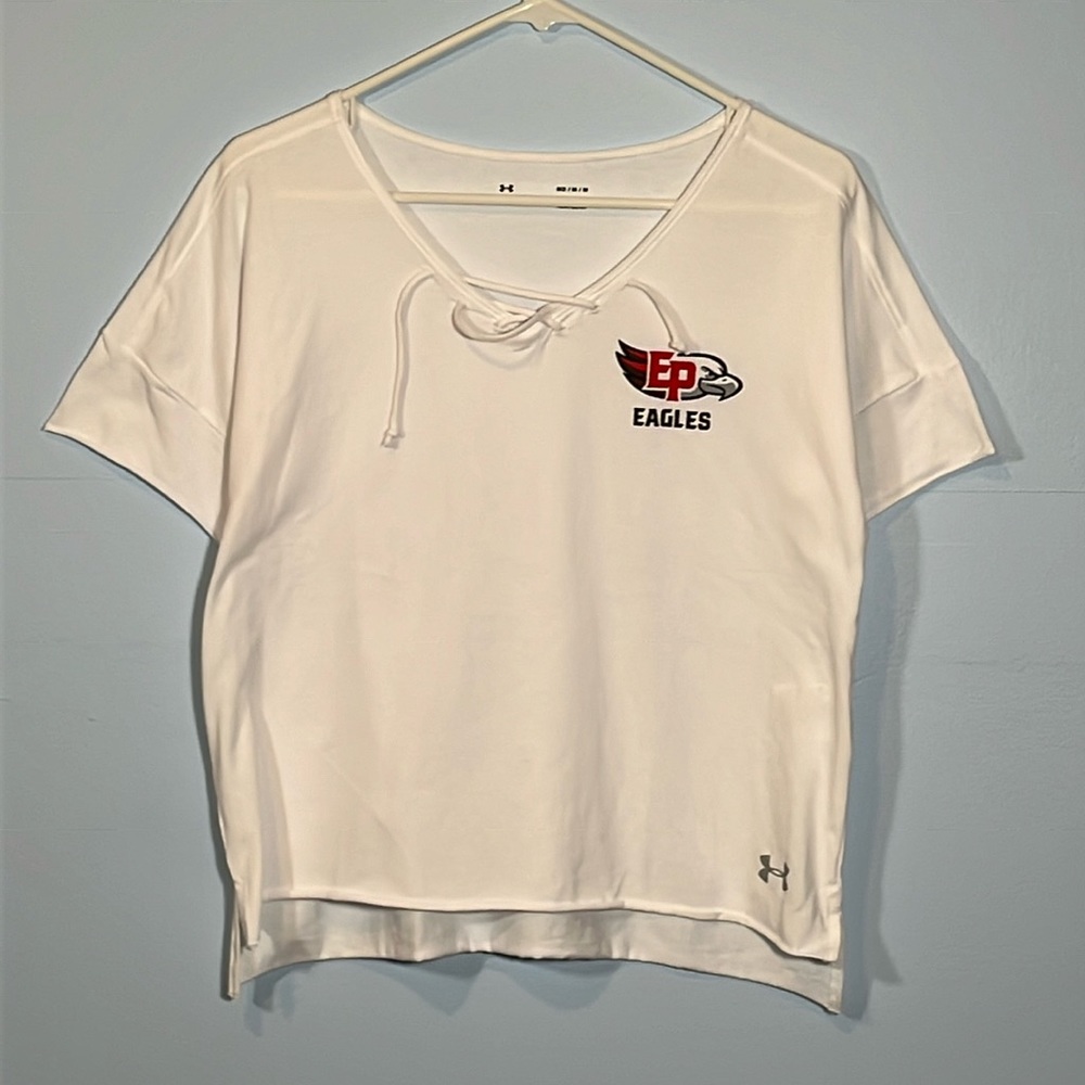 Under Armour Cropped White Tie Short Sleeve w/ EP Eagles Logo